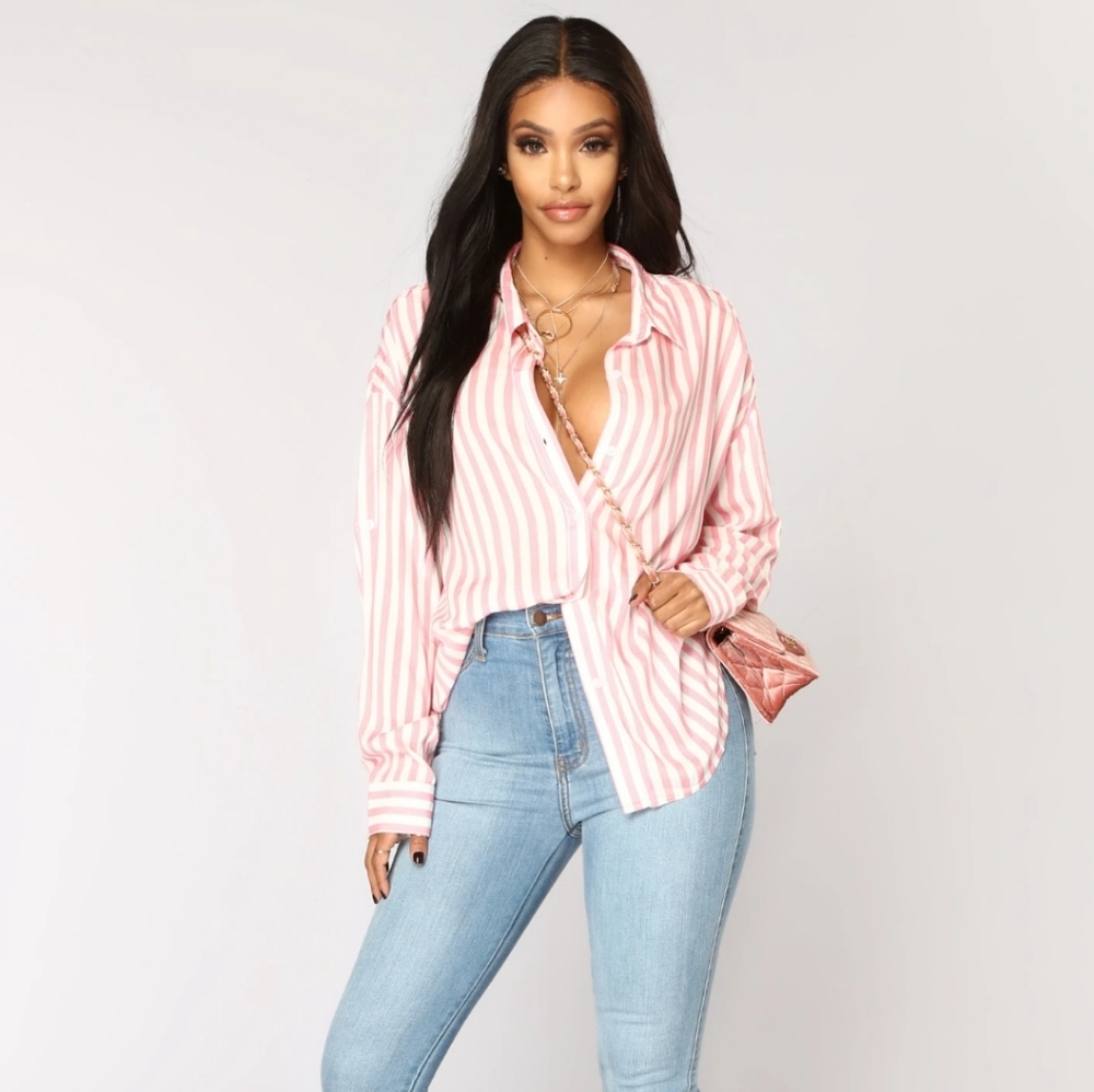 Fashion Nova Long Sleeve Top -Pink